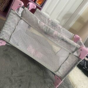 Pink and Gray Baby Doll Play Crib
